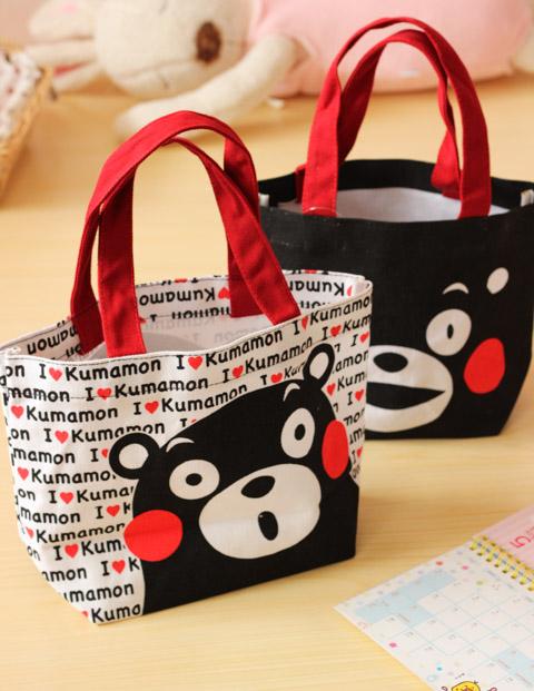 日本 熊本县 kumamon熊本手拎包 可爱熊便当包 帆布小拎包