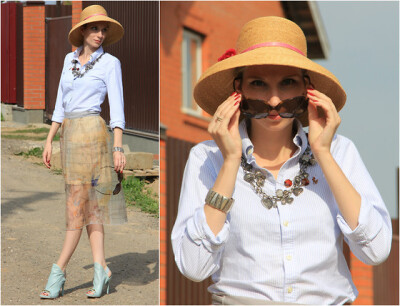 Lise Kapris - Pinko Heels, Ralph Lauren Shirt, Guess? Skirt - Retro Romantic Girl