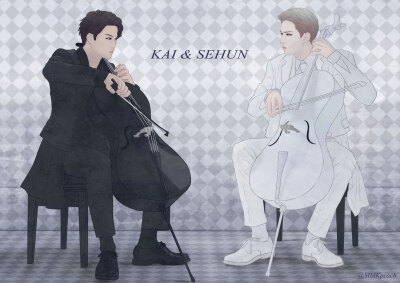 EXOKAI SEHUN 金钟仁吴世勋手绘插画Fanart CR.モモ子(comic.pixiv.net)