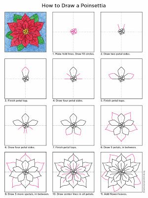 How to Draw a Poinsettia - ART PROJECTS FOR KIDS