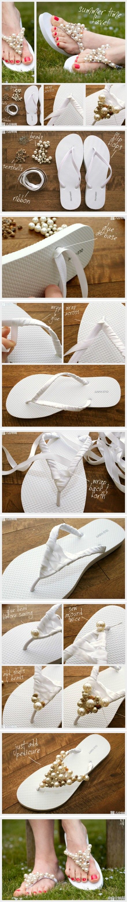 Flip flop parties. Gather your bridesmaids around to create their own shoes to wear after the wedding.