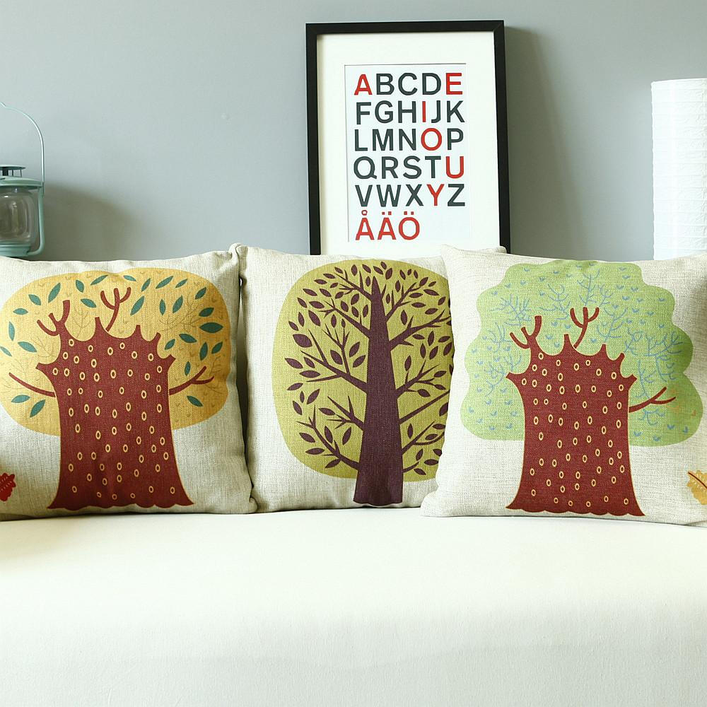 卡通童话森林 棉麻抱枕汽车办公室靠垫靠枕沙发护腰含芯