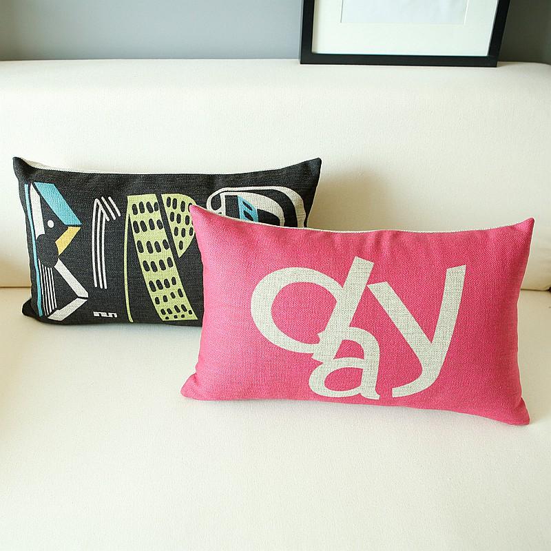 创意卡通北欧字母腰靠 宜家风棉麻抱枕汽车办公室靠垫靠枕午睡