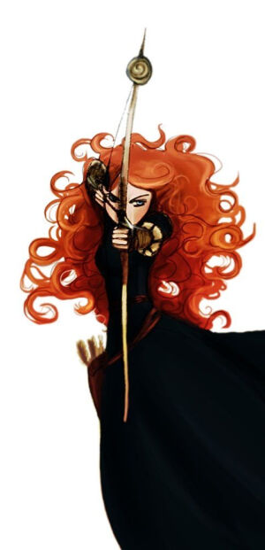 Dark Merida: This interpretation is a lot darker and more dangerous than the Pixar character. Illustration by Arbetta