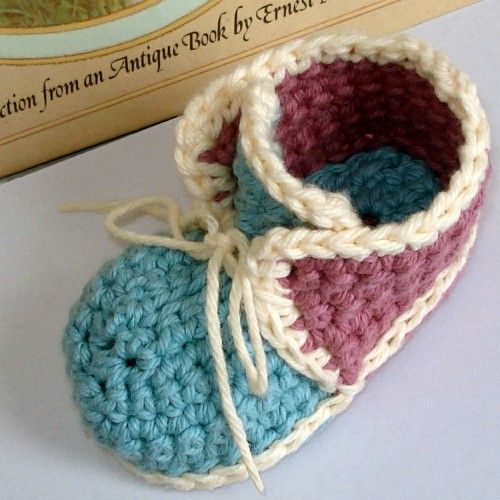 Crochet Pattern Baby Booties Vintage High Top PDF 4