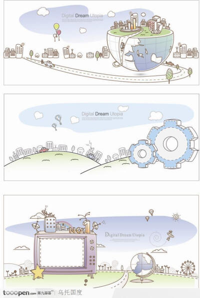 卡通商业设计-地球城市设计