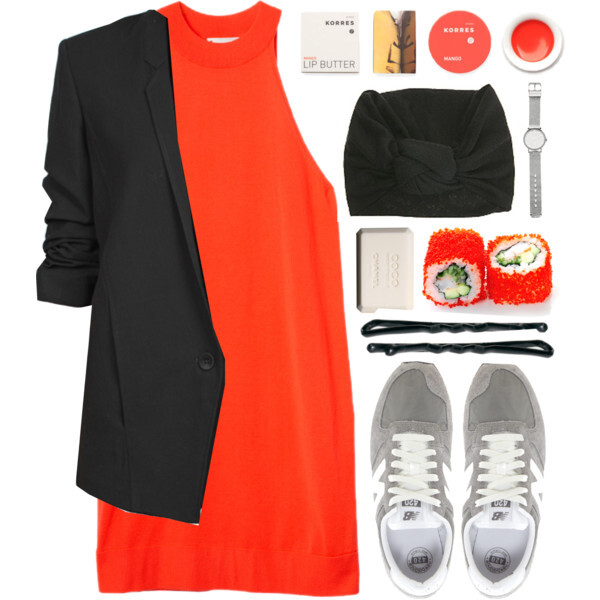 A fashion look from December 2013 featuring Monki dresses, Helmut Lang blazers and New Balance sneakers. Browse and shop related looks.