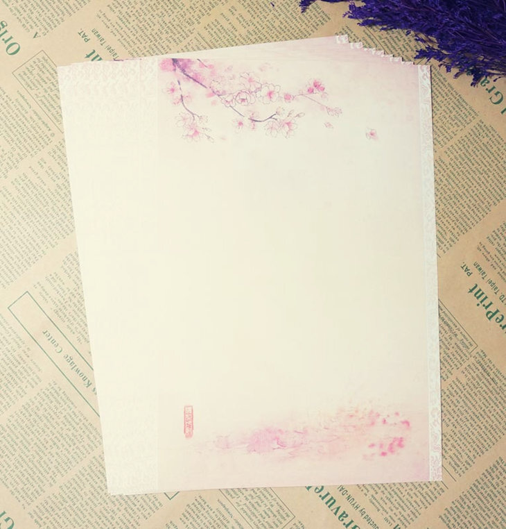 樱花树下中国风浪漫信纸唯美创意古典彩色信笺古风精美复