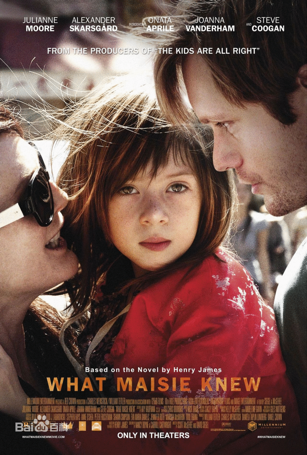 《梅奇知道什么》苏珊娜是一个莽撞但是具有魅力的摇滚歌星，她嫁给了比尔，一个总是会心烦意乱的艺术品商人。可是，在中年危机以及外界的诱惑下，这对夫妻终于分手了。梅奇是他们唯一的孩子，成为这对离婚的男女互相牵制，不让对方走进新生活的工具。早慧的梅茜慢慢开始明白，她自私、自利、不负责任的父母是如何丑陋。可是，随着自己父母新家庭的渐渐建立，梅茜也要开始为自己在两个新家里寻找到一个合适的位置…