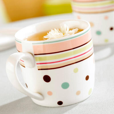 彩虹糖陶瓷杯 时尚咖啡杯水杯 创意情侣杯子 对杯 带盖早餐杯