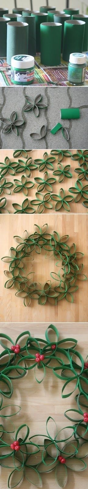 Toilet Paper Roll Wreath | 21 Toilet Paper Roll Craft Ideas