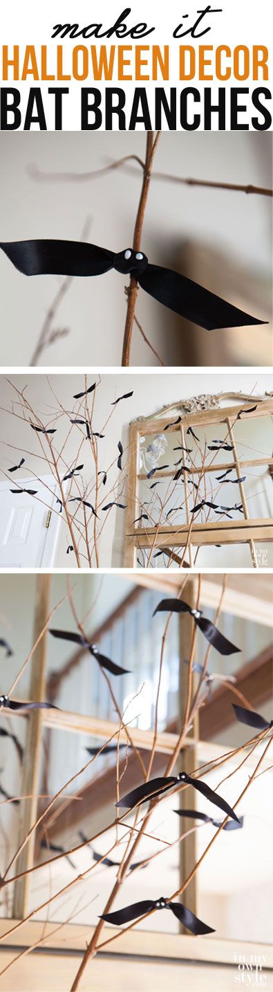 How to make bat branches for fall decorating #bat #halloween #decorate