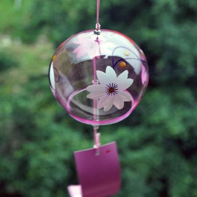 4只江户风铃日本风铃玻璃日式风铃粉色樱花 和风摆设挂件