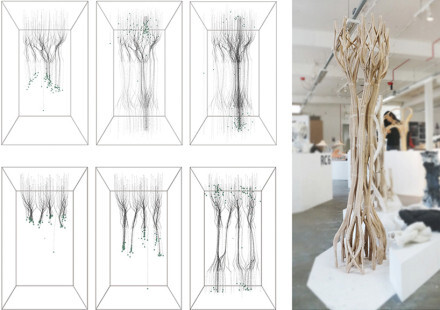 来自伦敦UCL Bartlett建筑学院的三名中国学生的作品，用极为简单的砂模工艺创造极为复杂的雕塑形态