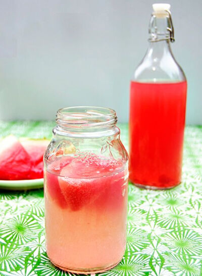 Watermelon soaked in vodka is the star of this summery cocktail.