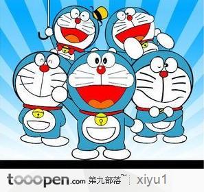 多啦A梦-机器猫小叮当不同表情、开心、兴奋、带小礼帽