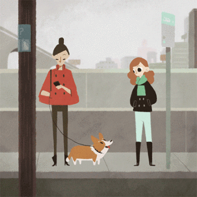 以狗和日常脑补的微动画，来自美国插画师Olivia Huynh