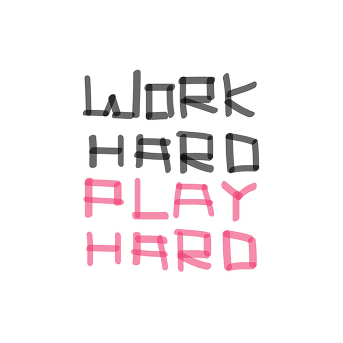 原创纹身贴 拼命工作 疯狂玩乐Work Hard,Play Hard