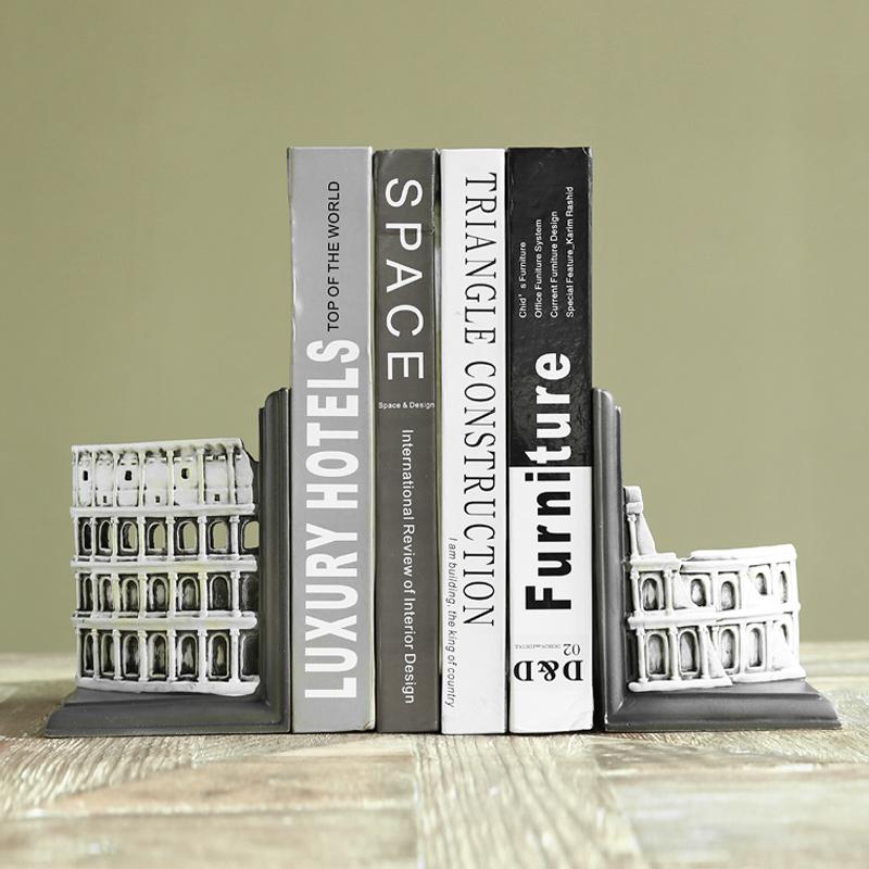 伊莎世家 美式乡村装饰工艺品书立书靠摆件 法式宫廷建筑树脂书挡