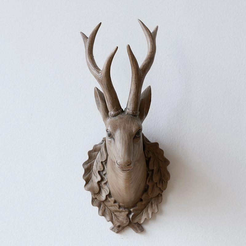 伊莎世家美式乡村 木色树脂工艺装饰品壁饰 mini皇家麋鹿头壁挂