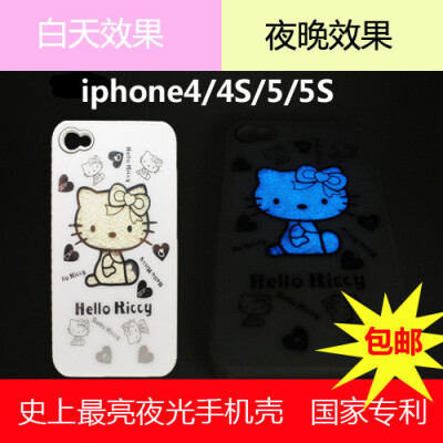  经典kitty夜光iphone4/4s/5/5s手机壳