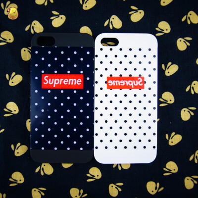 潮牌情侣手机壳#supreme#果冻鸡 最新苹果4s/5s supreme情侣手机壳 iphone4/5 波点 可爱