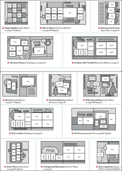 分享一些在网上看到的scrapbook的排版样式，个人觉得调整一下照片大小和数量，其实也能用于#手賬# 排版参考。