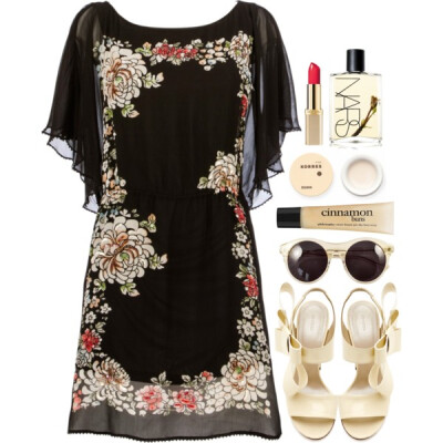 A fashion look from September 2013 featuring Derhy dresses, Delpozo sandals and Something Else sunglasses. Browse and shop related looks.