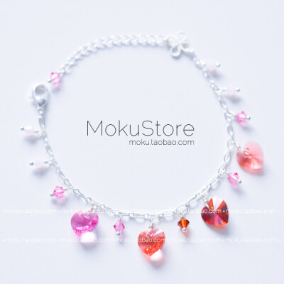 定制 MokuStore●清新 糖果渐变色施家水晶爱心 手链[彩虹心*樱]