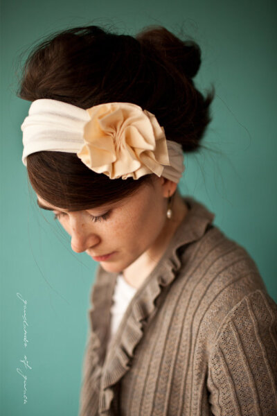 Buttercream Rosette - Garlands of Grace Something special Headcovering Headband Headwrap