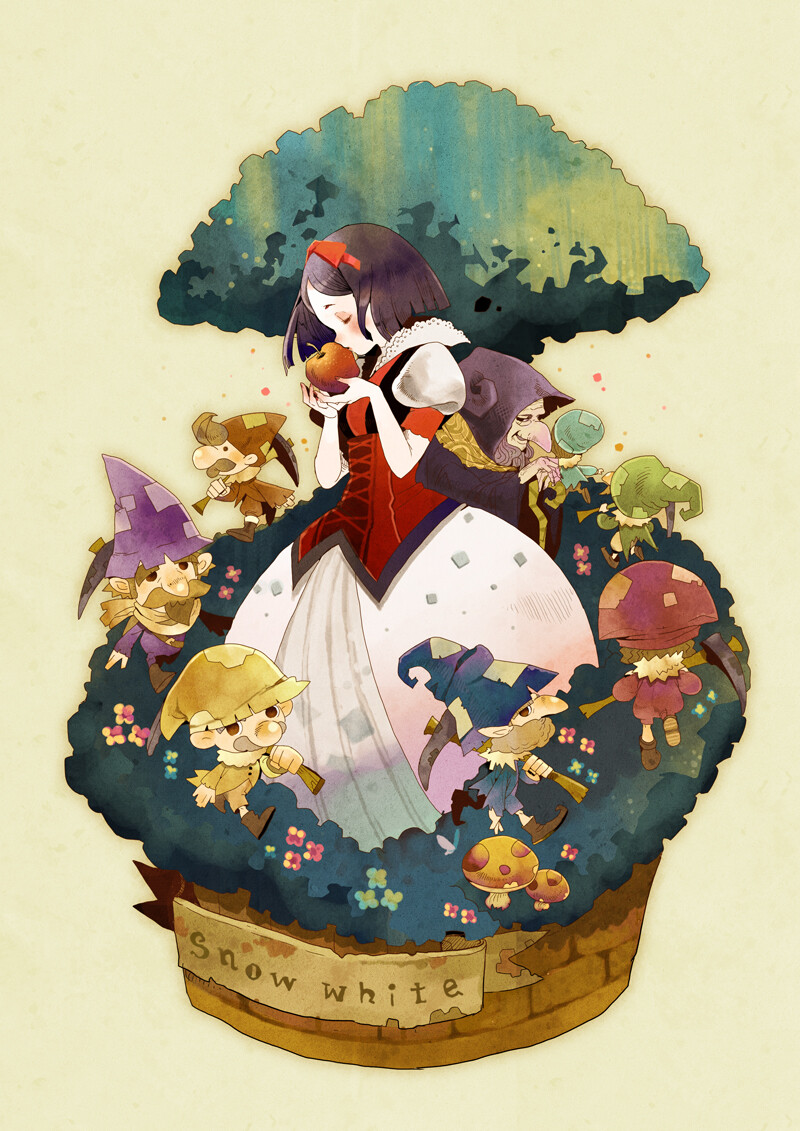 P站白雪公主卡通插画手绘壁纸 Snow white CR.Tobi (comic.pixiv.net)