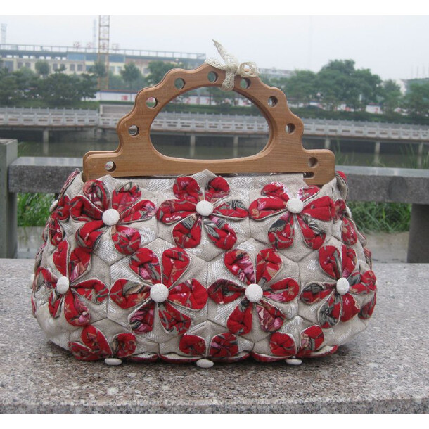 手工布艺,纯手工缝制,diy,32片纯手工布艺大包,折花包,包包