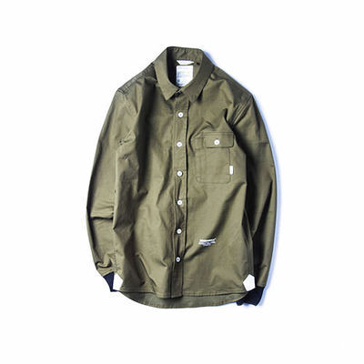 ROARINGWILD 14AW TRAIN WELD/SHIRT 军绿 后袋压胶 罗纹袖口衬衫