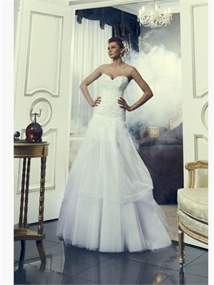 2015 Wedding Dresses White Sweetheart Lace Tulle Bridal Gowns AWD60002