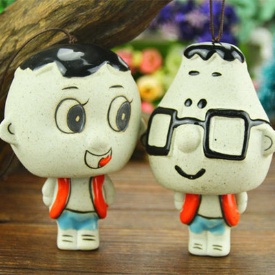 景德镇原创 陶瓷饰品 两节风铃 童年回忆 大头儿子 小头爸爸 爆款