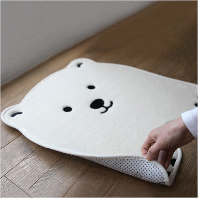 代购 韩国代购白色北极熊/超细纤维绒面地垫/脚垫/小熊门垫/防滑浴室垫