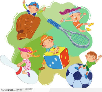 球类运动插画-体育运动儿童