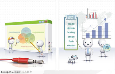 商业设计－讲解卡通人物与统计图系统窗口设计