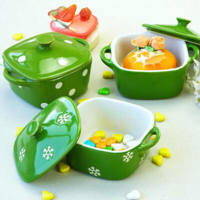 景德镇出口陶瓷餐具 微波炉烤箱 双耳带盖烤碗 布丁碗 甜品点心碗