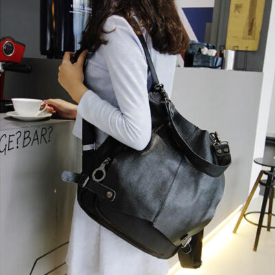 欧美时尚女包真皮多功能单肩包牛皮背包学院风旅行包韩版潮双肩包