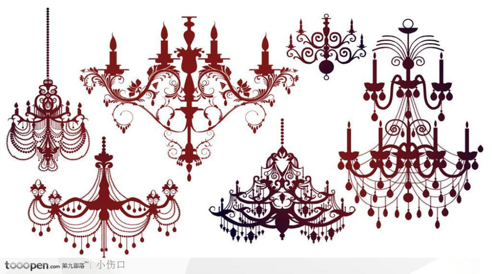 华丽吊灯花纹装饰剪影