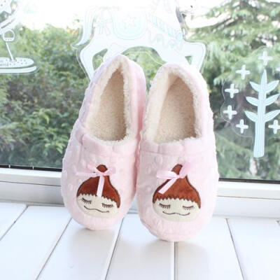 梨花头娃娃毛绒 月子鞋拖鞋家居地板女拖鞋 包跟拖鞋保暖拖