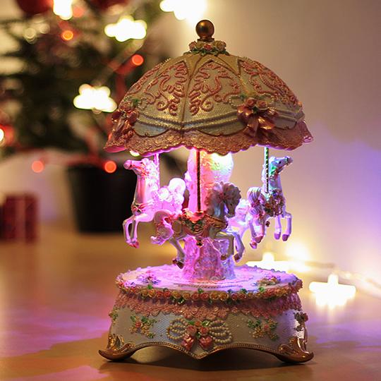 大型旋转木马八音盒音乐盒灯发光升降生日礼物创意送女生