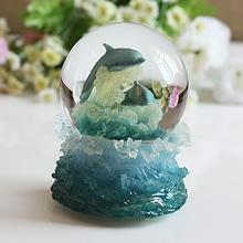 海豚湾恋人音乐盒 水晶球 旋转海豚水晶球 生日礼物 创意 送女生