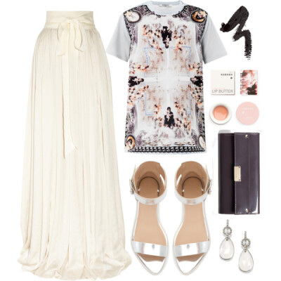 A fashion look from June 2013 featuring Givenchy t-shirts, Lanvin skirts and Zara sandals. Browse and shop related looks.