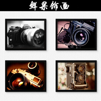 Retro camera 怀旧酒吧影楼必备有框画 复古老相机装饰画挂画-