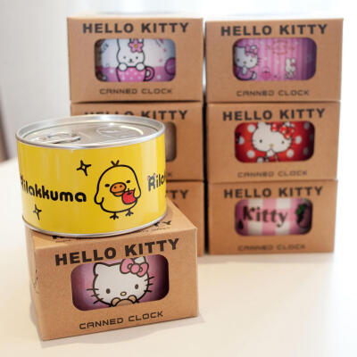 礼盒装鼻孔小黄鸡hello kitty凯蒂猫咪卡通迷你易拉罐小闹钟台钟