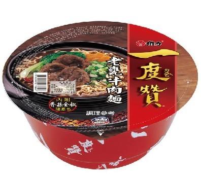 台湾进口特产食品 维力一度赞方便面老翁牛肉面200克碗装6碗