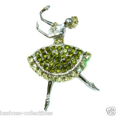 New w Swarovski Crystal Ballet Dancer Ballerina Princess Pin Brooch Xmas Green | eBay
