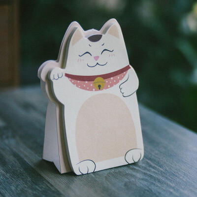 「白糖」超可爱！日式招财猫N次贴 卡通猫咪留言可撕便签便条本